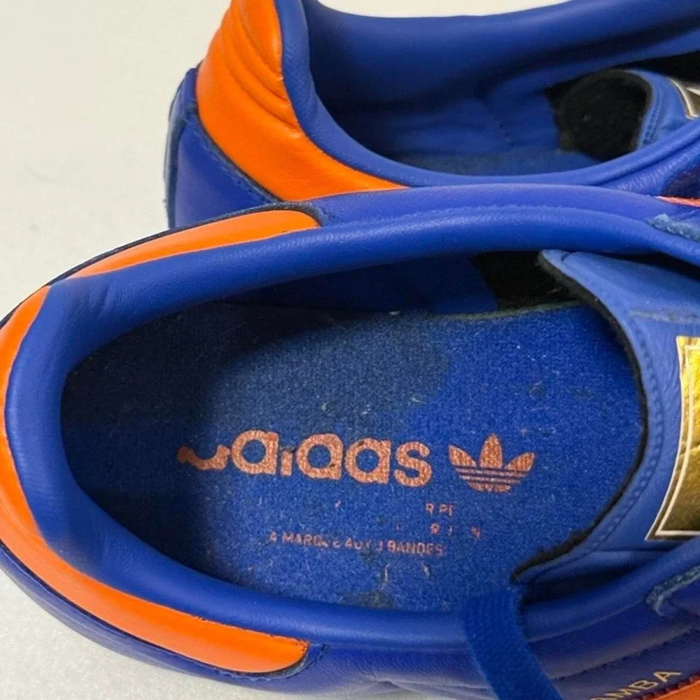 Adidas Samba Blue Orange Gum Sole Sneakers CQ2150 Mens Size 9.5 Low Top Shoes